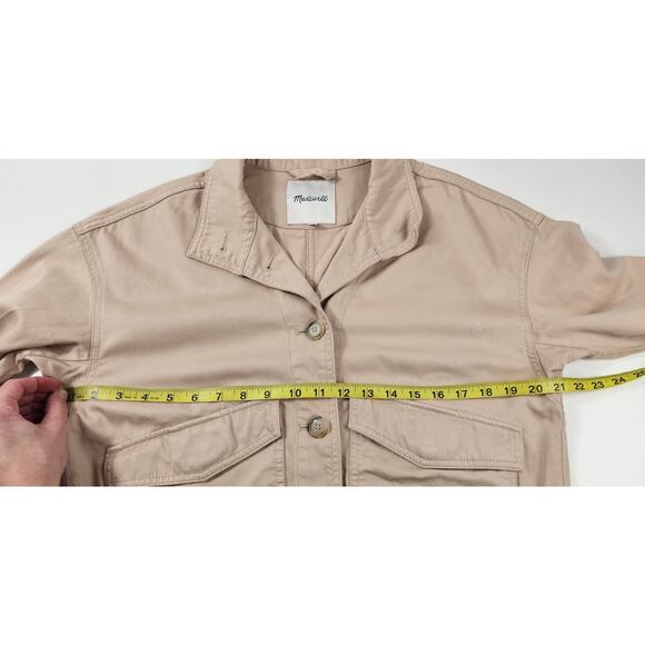 Madewell sz XS heavy cotton khaki canvas pocket jacket button front EUC neutral - Picture 6 of 7